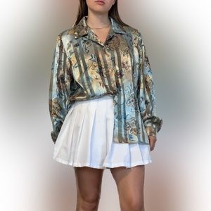 Blue floral Leslie Fay Blouse